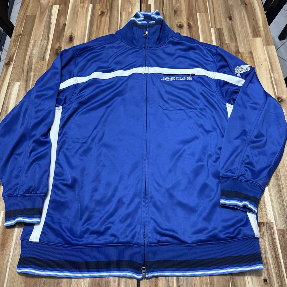 Vintage Jordan Track Jacket‎ Mens 2XL Blue Shiny Baggy Full Zip Bulldogs Y2K
